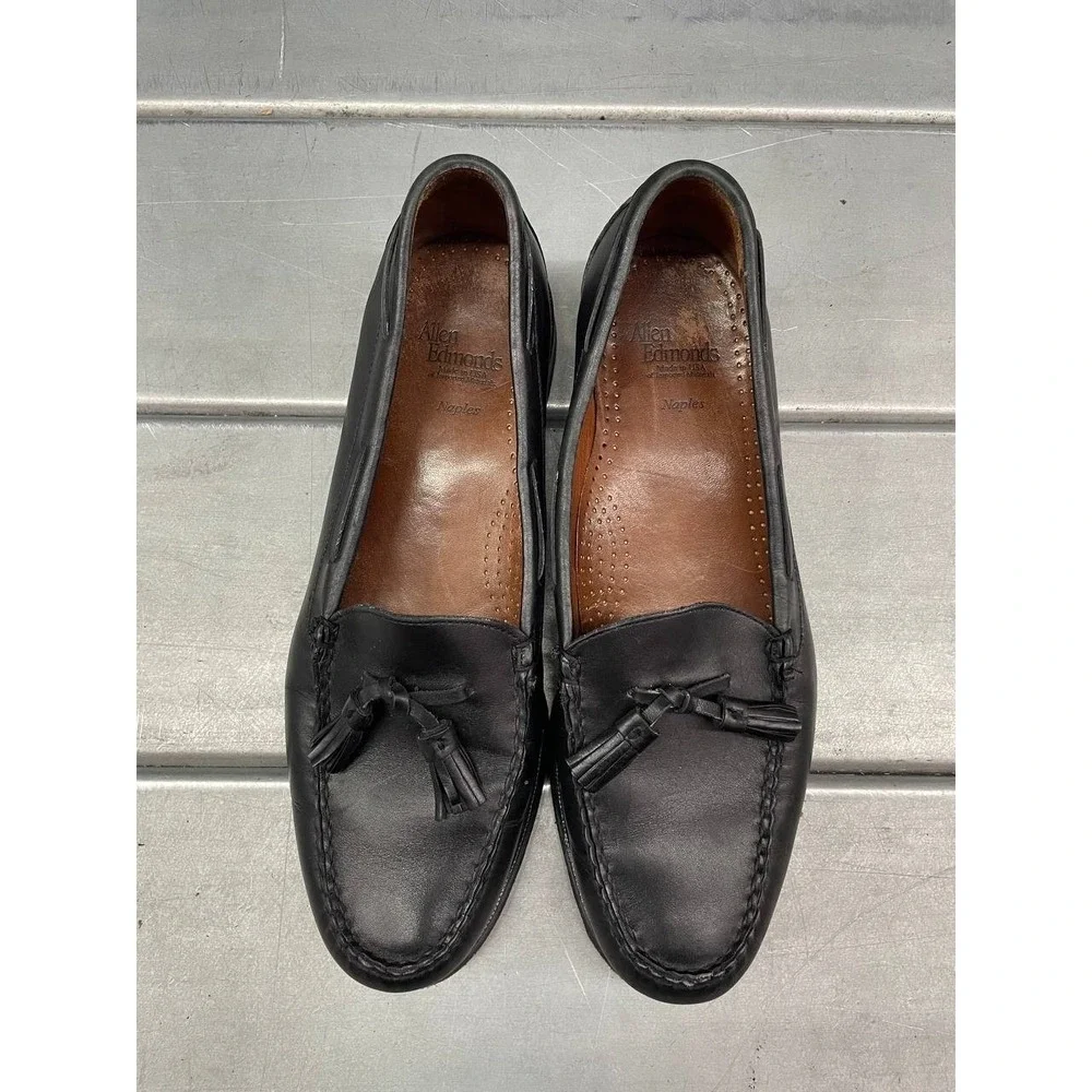 Allen Edmonds Naples‎ Loafers Mens 11D Blacker Leather Tassel Slip On